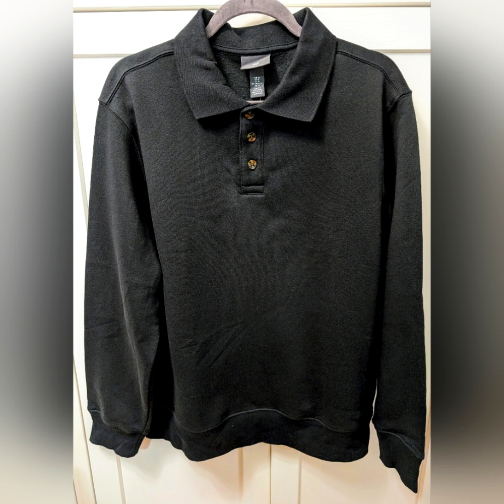 H&M, Long sleeve, Polo Top, Black, Size Medium